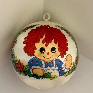 Vintage 1975 Bobbs-Merrill Co. Raggedy Ann Christmas Ornament Spun Cotton/Satin